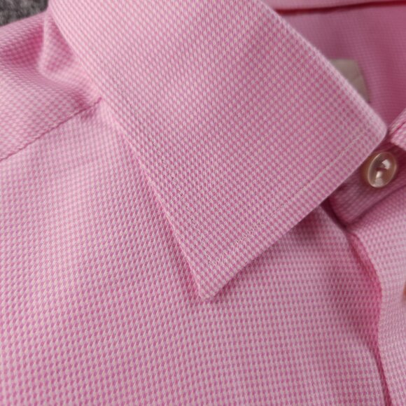 Eton 16.5 Cotton Classic Check Convertible Cuff Pink Button Up Men Long Sleeve - Picture 11 of 16